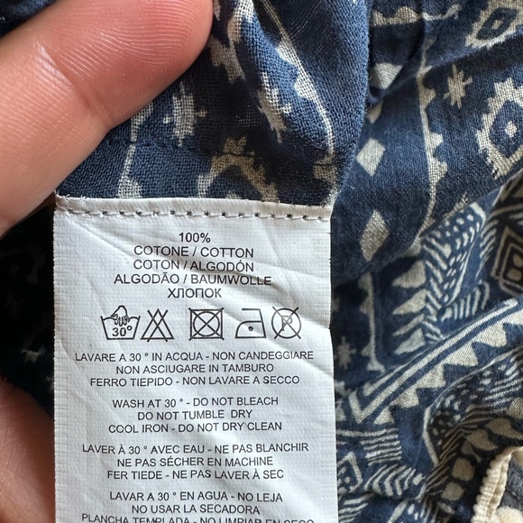 Blue Boho Chic Block Mix Match Print Tiered Mini Dress, Ties and Tassels/AU12 - Picture 3 of 7